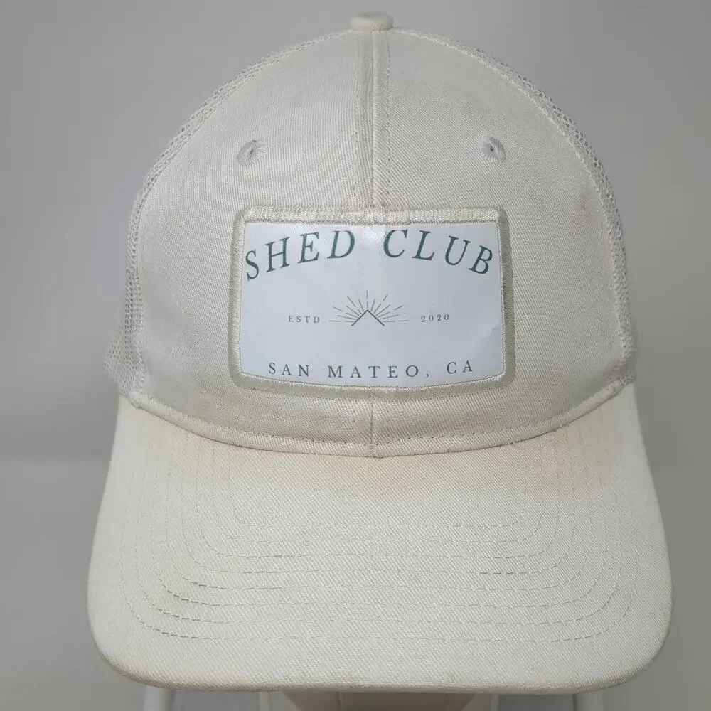 Port Authority Trucker Hat White One Size Shed Club San Mateo CA Mesh Back Patch